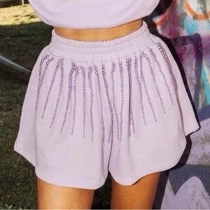 QOS Lavender Beaded Shorts